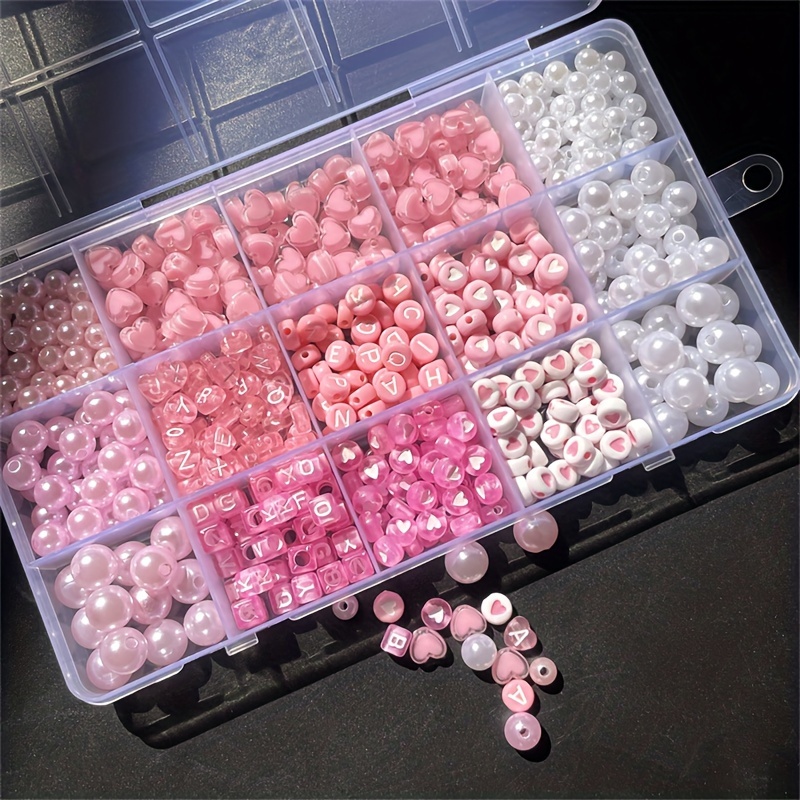 Jewelry Making Soldering Kit - 10 Parçalı Pembe Alfabe Kutusu, Akrilik